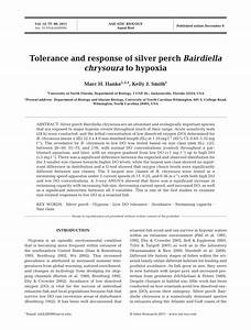 Pdf Tolerance And Response Of Silver Perch Bairdiella Chrysoura To