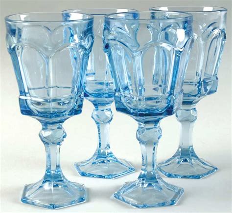 Fostoria Virginia Light Blue Water Goblet Set Of 4 Blue Glassware Fostoria Retro Glassware
