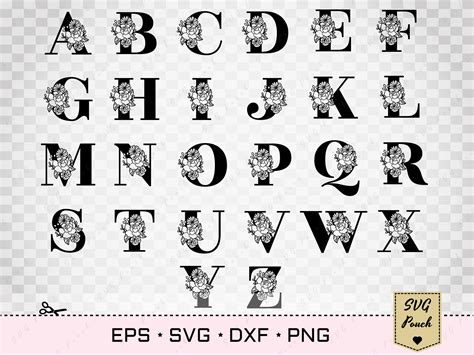 Full Alphabet Floral Monogram Font Initial Svg By Svgpouch Thehungryjpeg