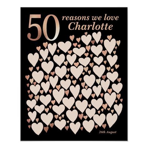 50 Reasons We Love You T 50th Birthday Poster