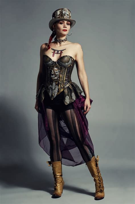rock punk style women steam punk dresses combinition of sensuality and individuality