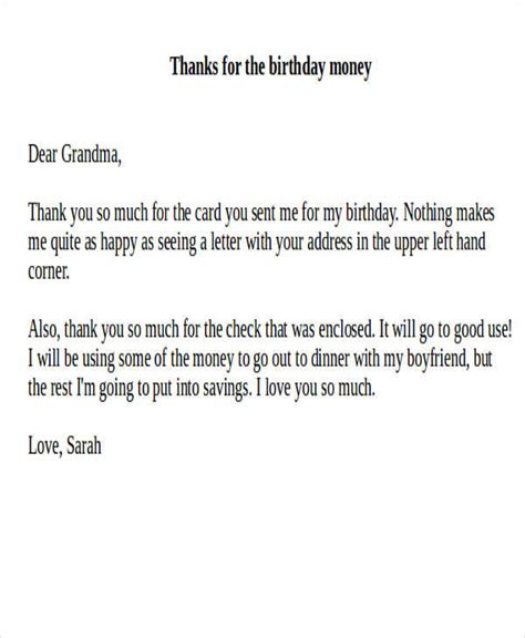 Free 7 Sample Thank You Notes For Money In Ms Word Pdf