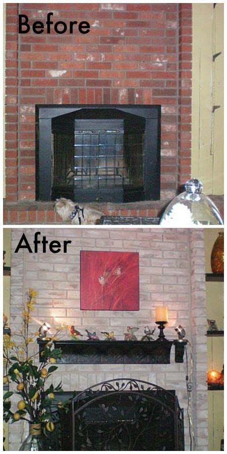 It can soften the appearance of traditional red brick while still keeping that warm color peeking through a little bit. Brick fireplace painted {townhome tour | Brick fireplace ...