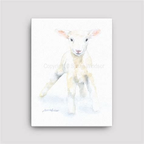 Baby Lamb Watercolor Painting 12 X 16 Gallery Wrapped Canvas Etsy
