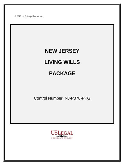 Living Wills And Health Care Package New Jersey Form Fill Out And