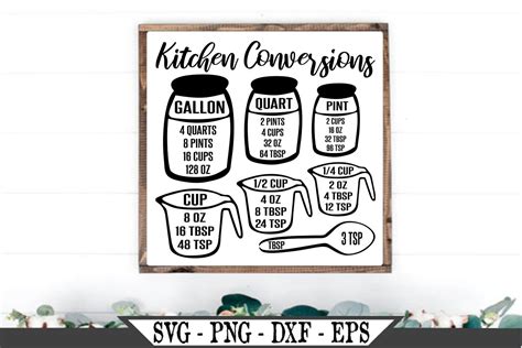 Kitchen Conversion Chart Svg Measurement Cheat Sheet Png Etsy Images