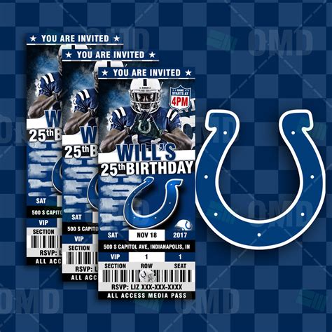 Indianapolis Colts Ticket Style Sports Party Invites Sports Invites
