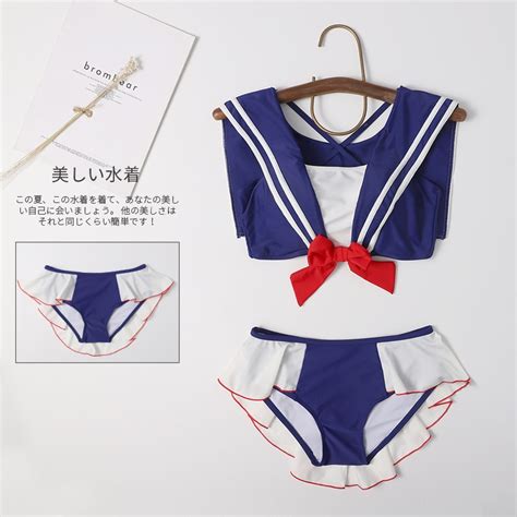 Anime Tsukino Usagi Sailor Swimwear Bikini Sailor Set Sweet Moonlight