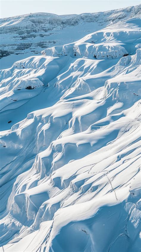 Winter Landscape Photography Snow Covered Mountains Ski Tracks In