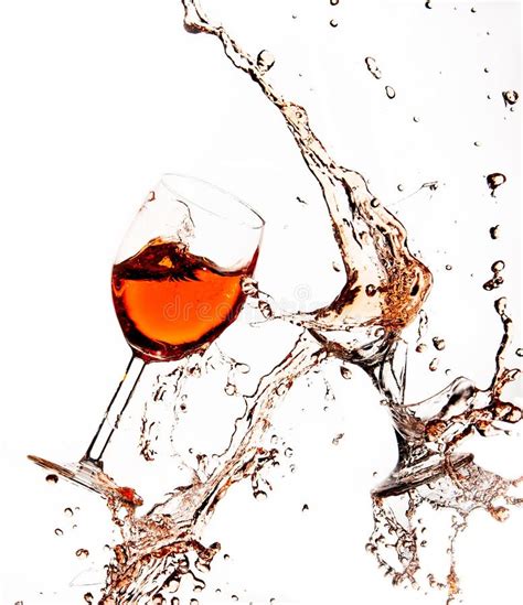 Broken Wine Glasses With Wine Splashes On A White Background Stock Image Image Of Broken