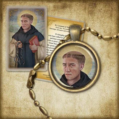 St Leonard Of Noblac Pendant And Holy Card T Set Patron Of
