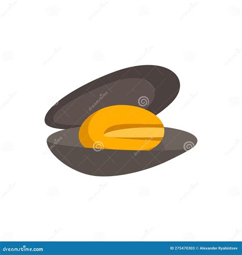 Mussel Flat Style Vector Illustration Fresh Seafood Vector Stock