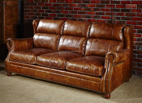 Customized Sofa Classic Living Room Genuine Leather Sofa Set Full Top