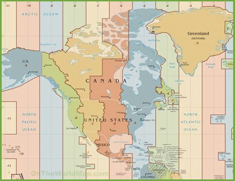 North America Time Zones Map Printable