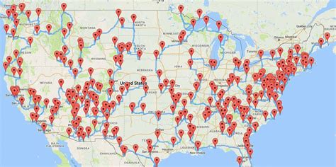The Map Visits Every National Park Site In The Lower 48 States