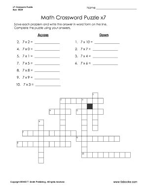 Math crossword puzzle # 13 place value (thousands, hundreds); 20 Printable math worksheets multiplication Forms and Templates - Fillable Samples in PDF, Word ...