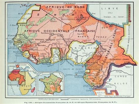 Map Showing French Colonies In Africa 1938 Giclee Print At