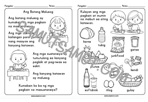 Ang Batang Malusog Part 1 Samut Samot Kindergarten Worksheets