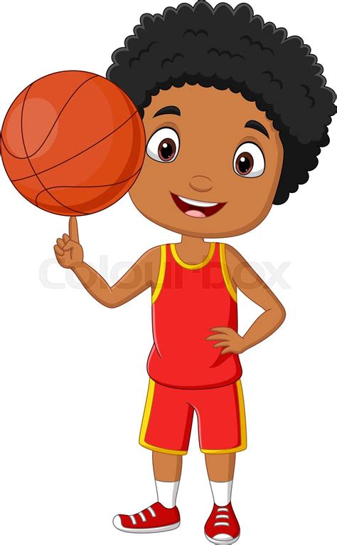 Cartoon African American Boy Playing Basketball Stock Vector Colourbox