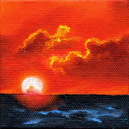 Marina Petro Adventures In Daily Painting Sunset Miniature Sunset