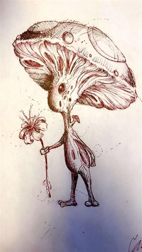 Mushroom Art Drawing Sketch In 2020 Art Drawings Sketches Cool Art