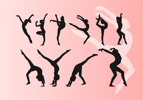 girl doing artistic dancing gymnastics silhouettes vectors download free vector art stock