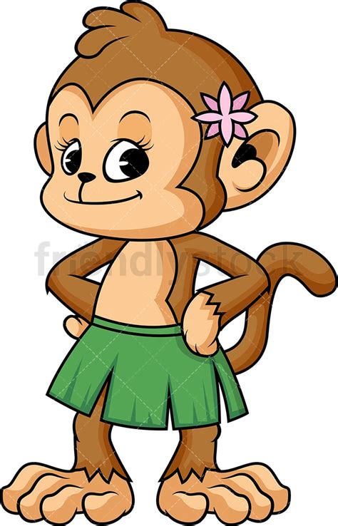 Female Monkey Cartoon Clipart Vector Friendlystock