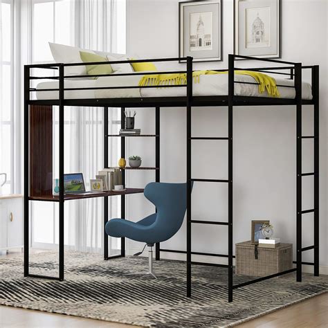 Buy Full Loft Beds Metal Bed Frame Loft Bed With Desk And Bookcase Full Size Loft Bed For Dorm