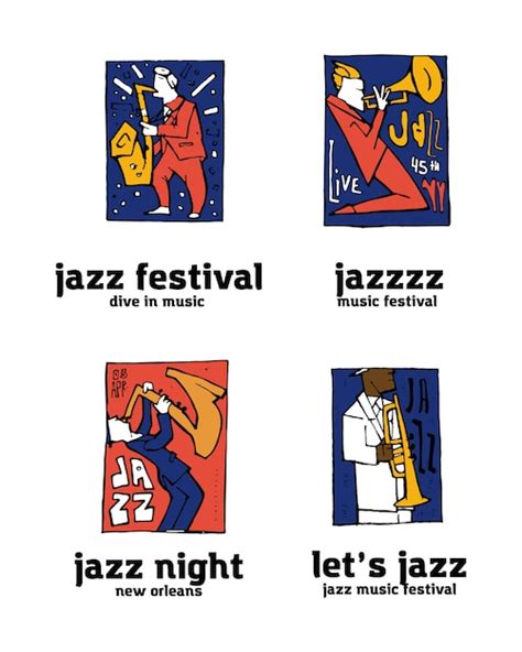 Premium Vector Jazz Music Festival Logo Set
