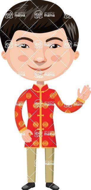 Chinese Man In Traditional Clothing Cartoon Character GraphicMama