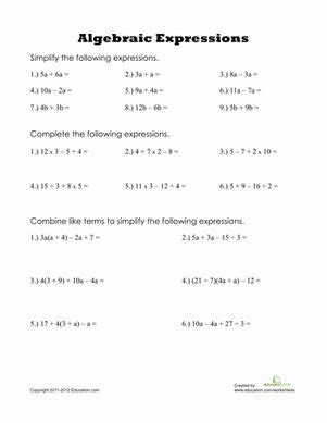 Algebraic expression generally, algebraic expressions are the symbol or a combination of symbols used in algebra containing one or more numbers, varia. Middle school, Children and Middle on Pinterest