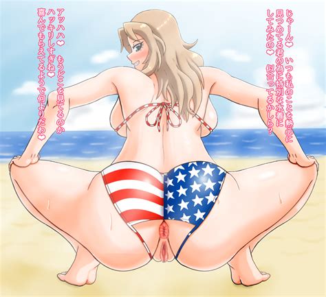 Rule 34 American Flag American Flag Bikini Ass Ass Focus Bikini Blonde Hair Girls Und Panzer