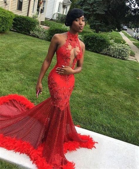 High Neck Red Mermaid Prom Dresses With Appliques Cg7950 Prom Girl