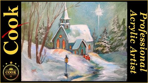 Snowy Church In The Woods An Acrylic Painting Tutorial For Beginners