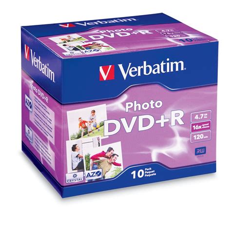 Verbatim 4 7gb Up To 16x Photo Recordable Disc Dvd R 10 Disc Jewel Case 95523