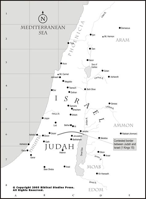 Map of the exodus and wilderness journey. 12. Israel and Judah. The map gives a representation of ...