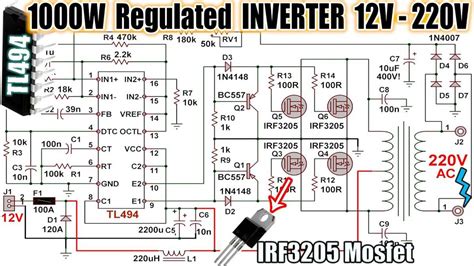 How To Build An Inverter Circuit Diagram For 12v To 220v Conversion