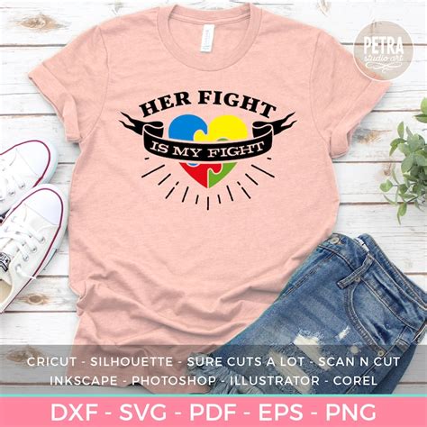 His Her Fight Is My Fight Svg Cut File Autism Awareness Day Etsy