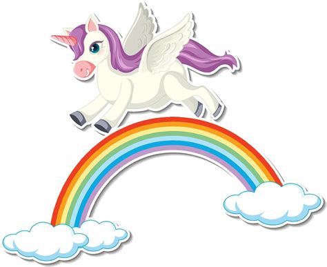 Cute Unicorn Stickers With A Pegasus Flying Over The Rainbow 3031823