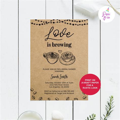 Love Is Brewing Bridal Shower Invitation Printable Coffee Etsy