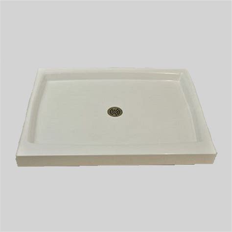 The Marble Factory 42x36 Double Threshold Shower Base In U 00 Ultra White The Home Depot Canada