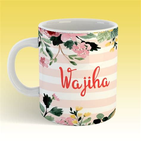 Floral Design Wajiha Name Mug The Custom Seen