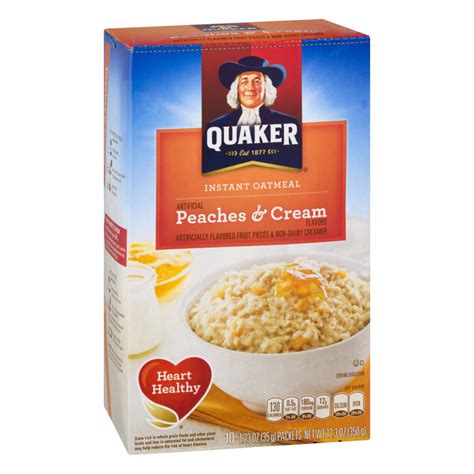Quaker Instant Oatmeal Peaches And Cream 10pk 123oz Box Garden Grocer