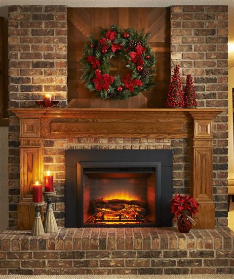 Place a sparkle behind the barbell so that you do. Like all brick look with the wooden trim. | Fireplace ...