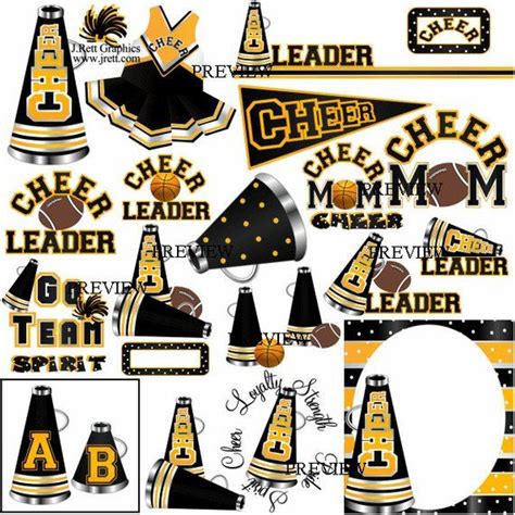 Cheer Clipart More Colors 50 Graphics Black Gold Yellow Etsy Cheer