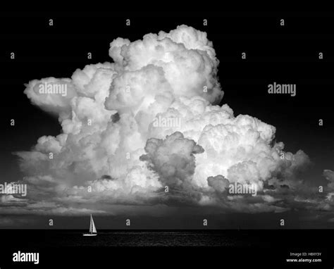 Beautiful Cumulus Cloud Over Ocean Weather And Travel Background