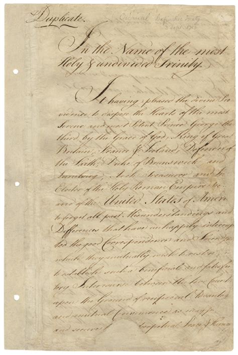 Treaty Of Paris 1783 National Archives