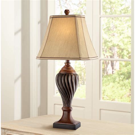 Carved Two Tone Brown Table Lamp T3585 Lamps Plus