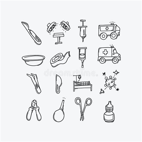 Health Vector Doodle Icons Set Drawing Sketch Illustration Hand Drawn