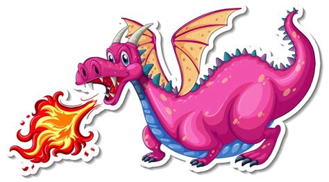 Free Vector Dragon Blowing Fire Cartoon Character Sticker